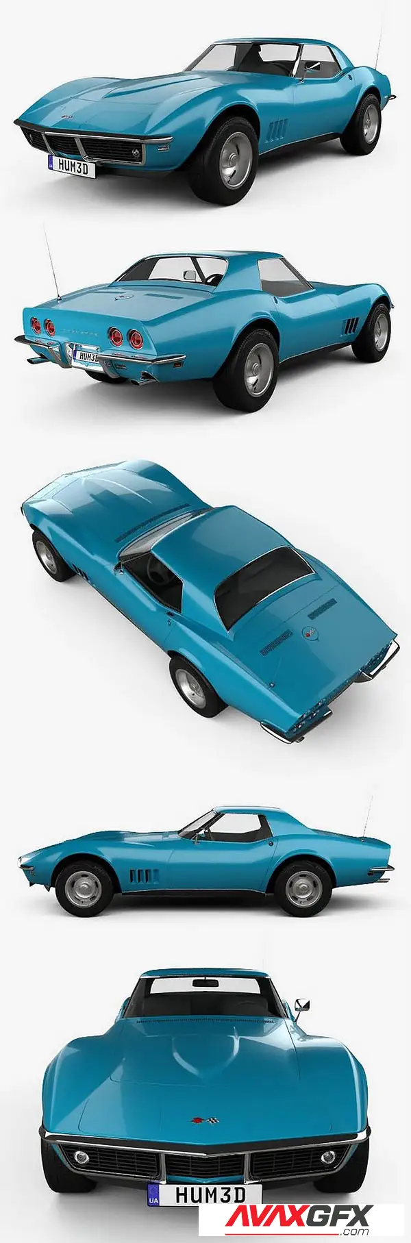 Chevrolet Corvette (C3) Convertible 1968 3D Model