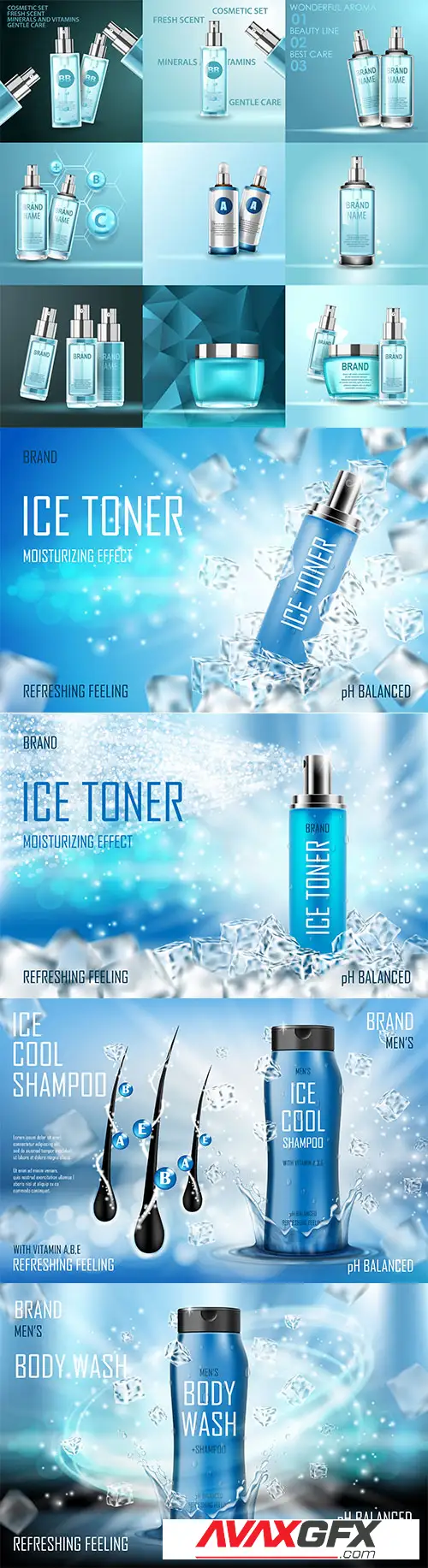 Vector posters advertising cosmetics