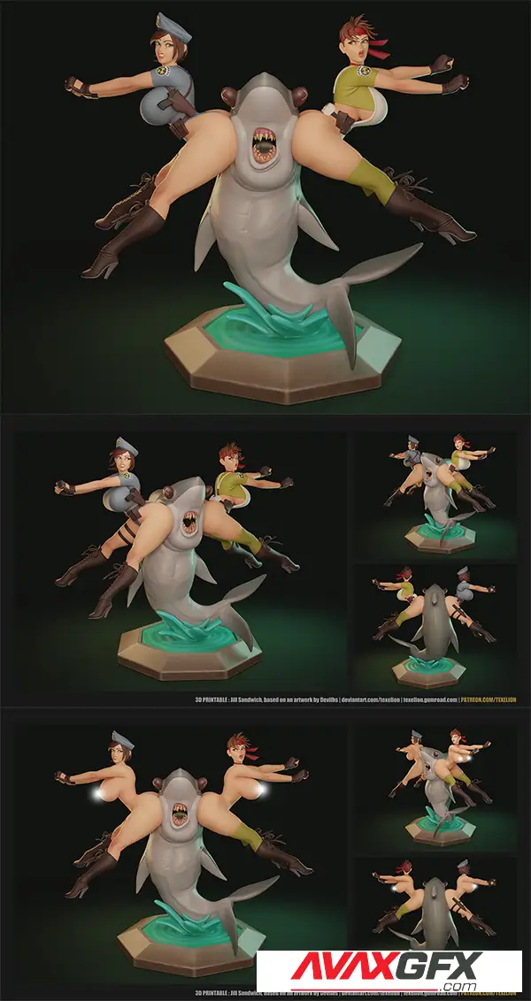 Texelion – Jill and Rebecca Shark Sandwich – 3D Print