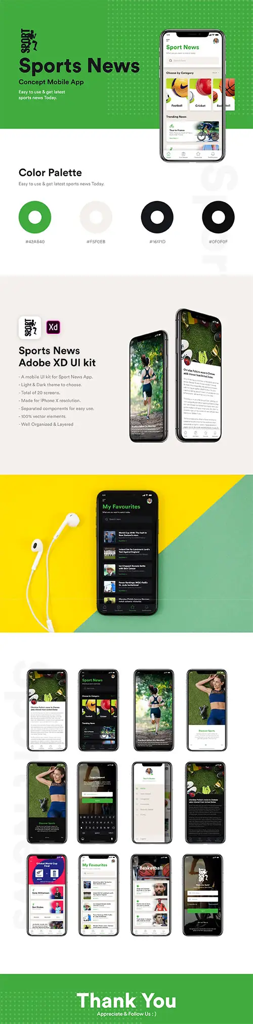 Sport News Concept Mobile App - UI8