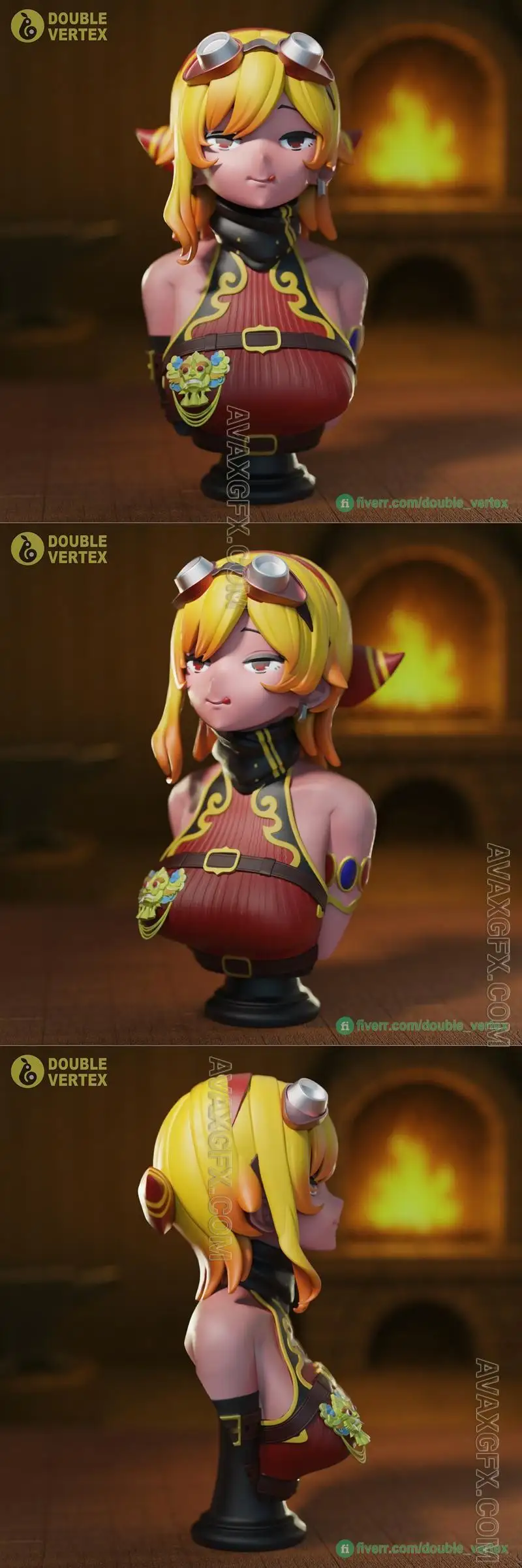 Kaela Kovalskia - Hololive Vtuber Bust Figure by Double Vertex - STL 3D Model