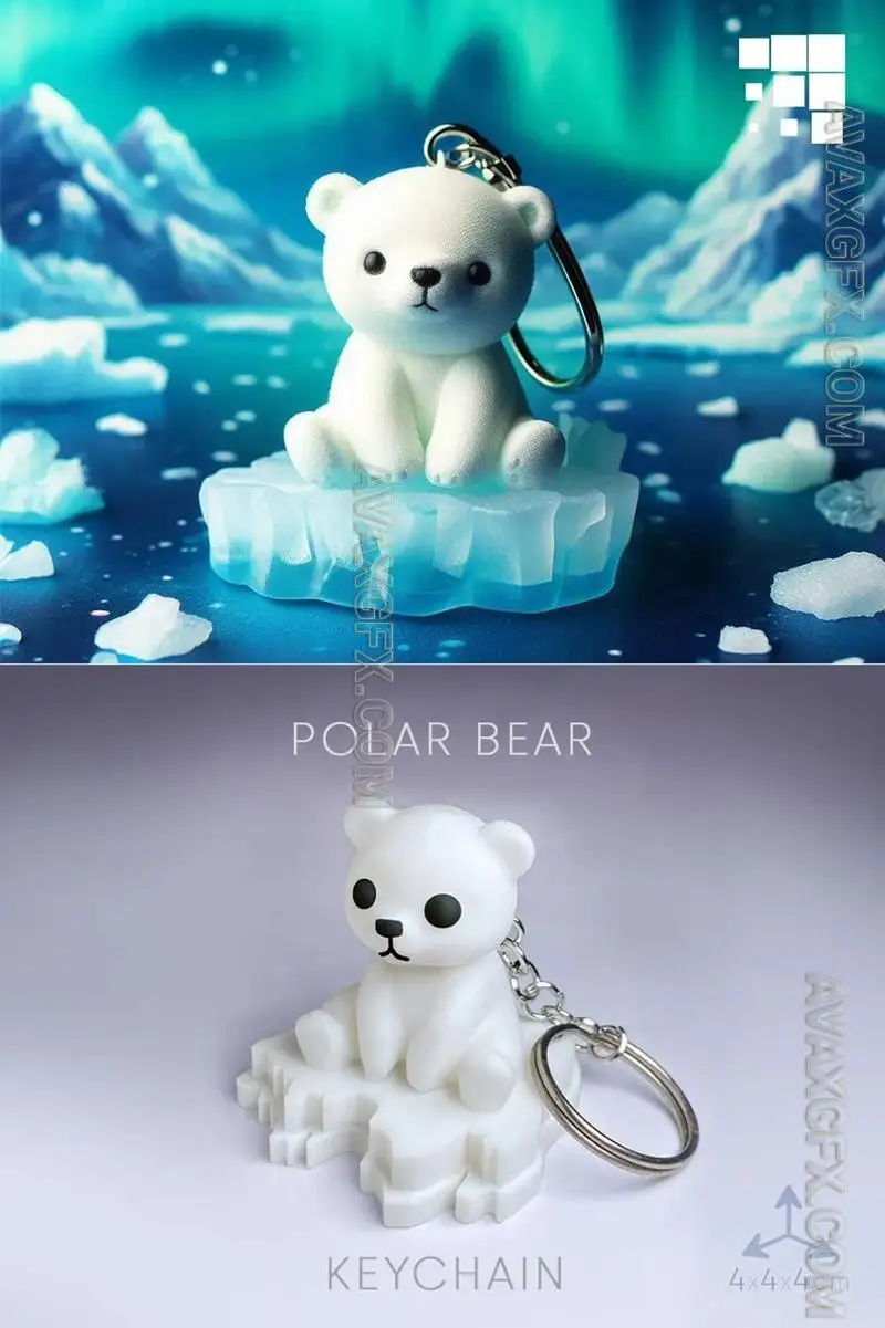 Dude Polar Bear Keychain - STL 3D Model