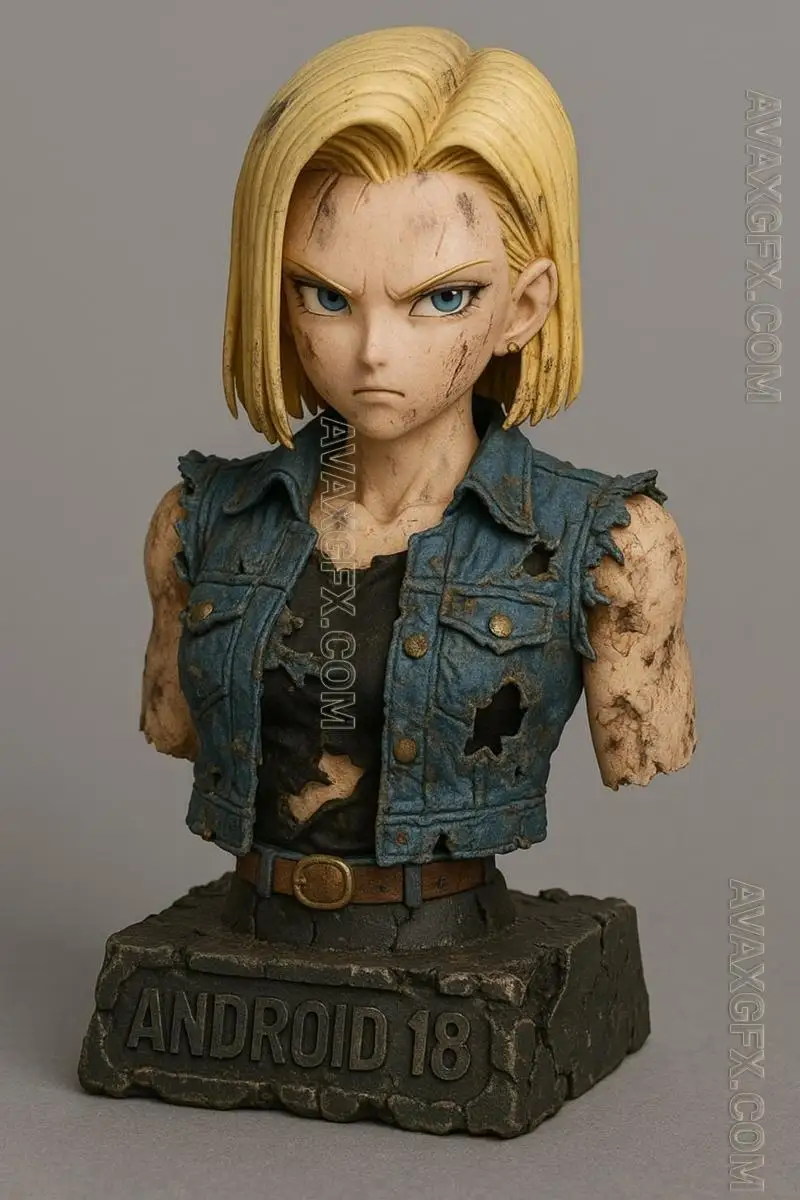 Android 18 damage bust - STL 3D Model