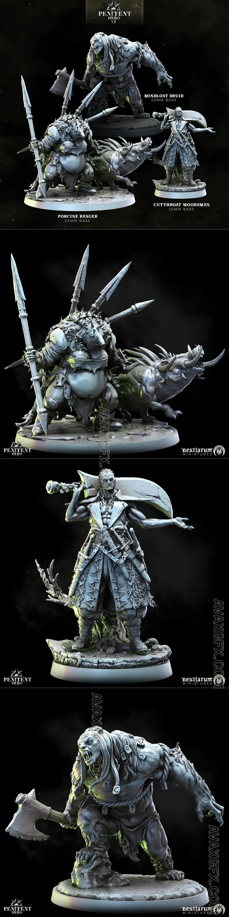 Bestiarum Miniatures - The Wilderfolk - Penitent Heroes Collection - STL 3D Model