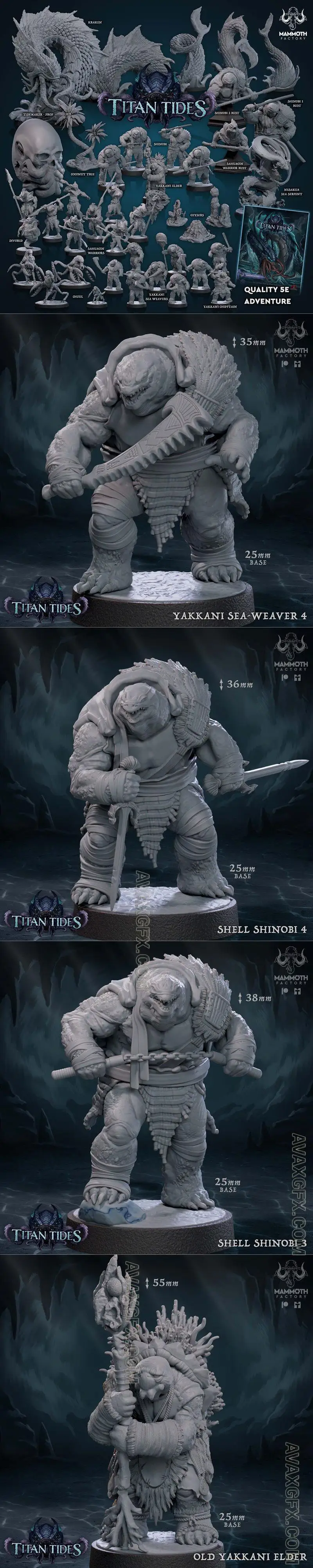 Mammoth Factory - Titan Tides Collection and 5e Adventure - STL 3D Model