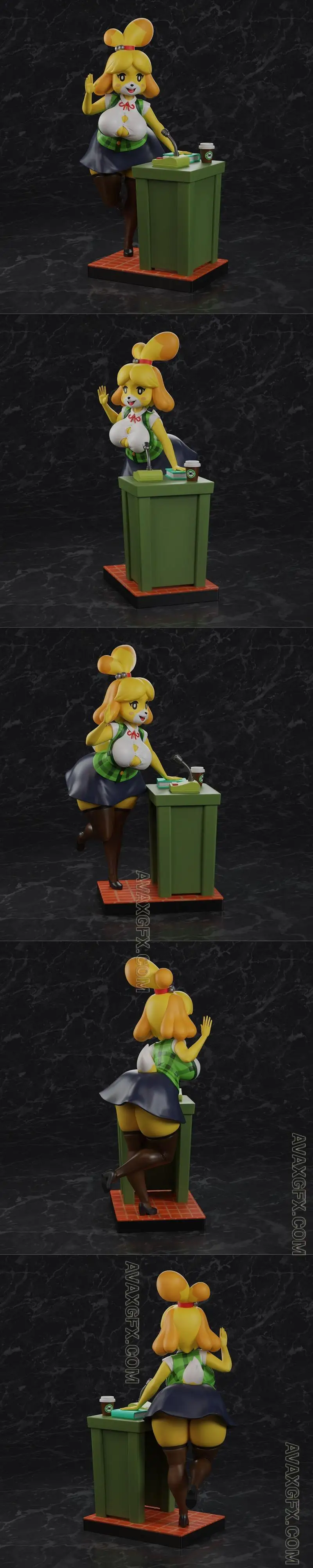 PolyBitsArt - Animal Crossing - Isabelle - STL 3D Model