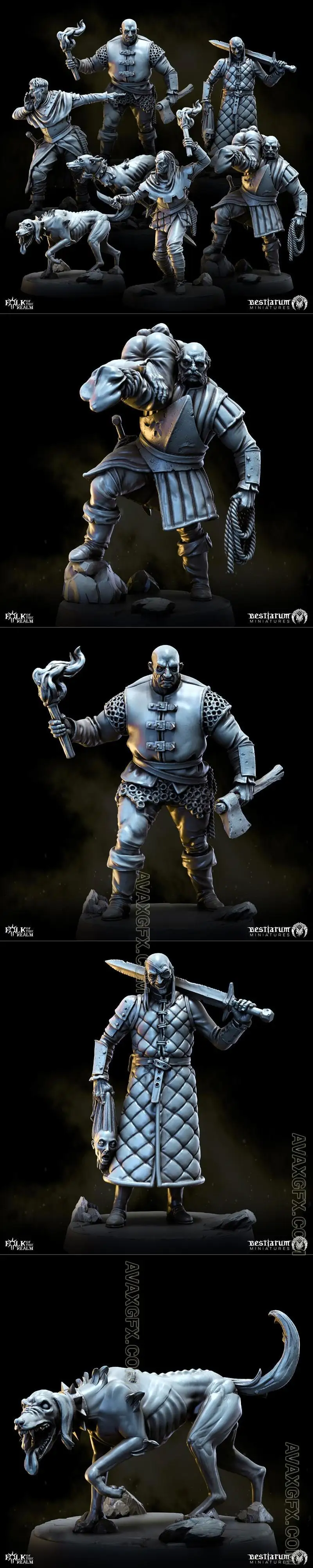 Bestiarum Miniatures - The Hounds x7 - STL 3D Model