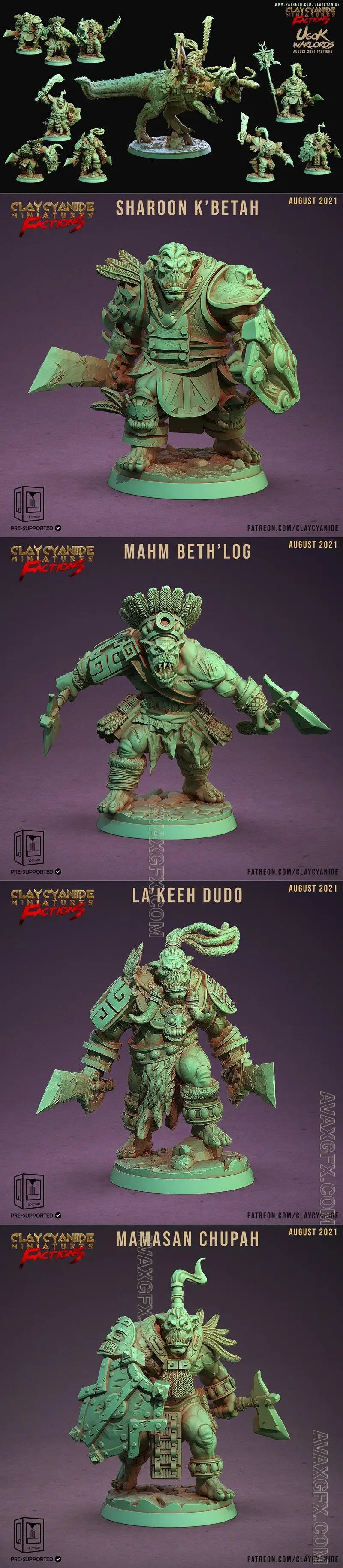 Clay Cyanide Miniatures - Ugok Warlords - STL 3D Model