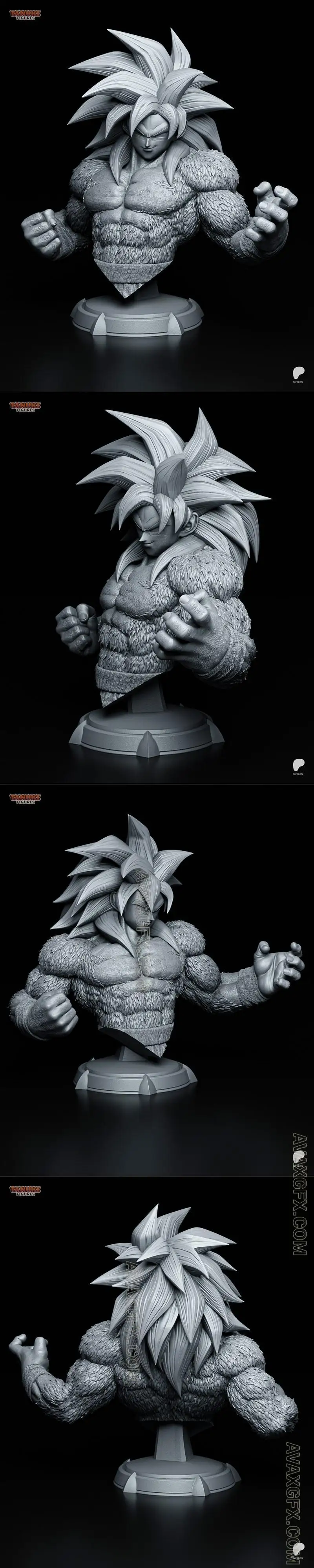 Tanuki Figures - Goku SSJ4 Bust - STL 3D Model
