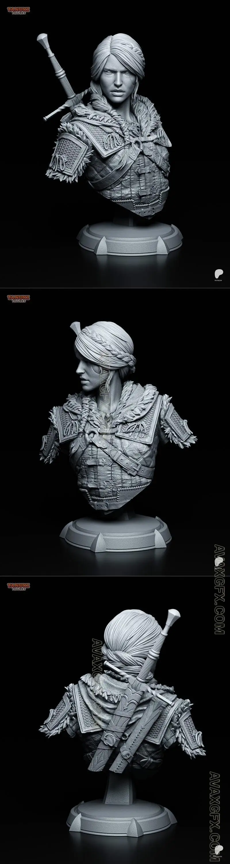 Tanuki Figures - Ciri Bust - STL 3D Model