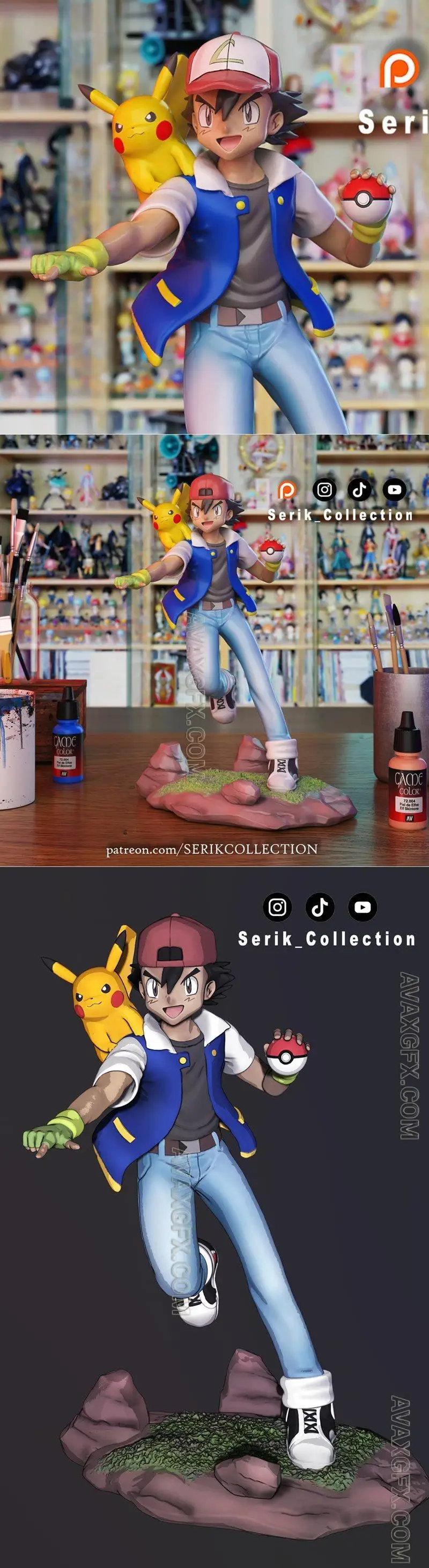 Ash Ketchum Satoshi - Pokemon - STL 3D Model