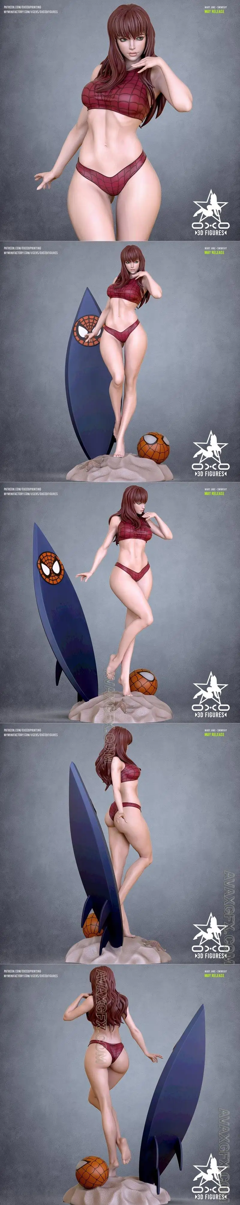 OXO3D Figures - Mary Jane swimsuit - STL 3D Model