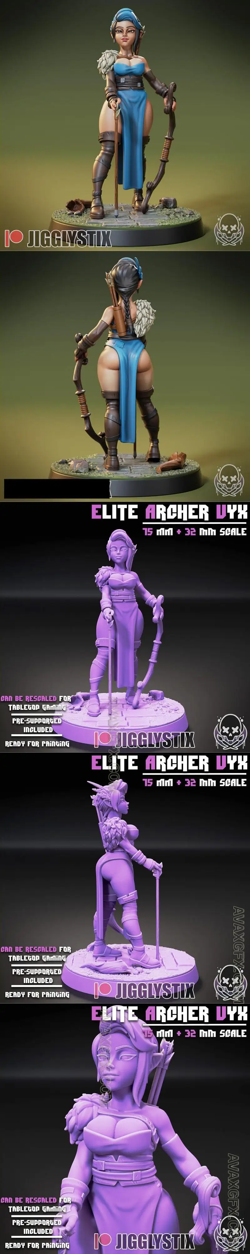 Jigglystix - Elite Elven Archer Vyx - STL 3D Model