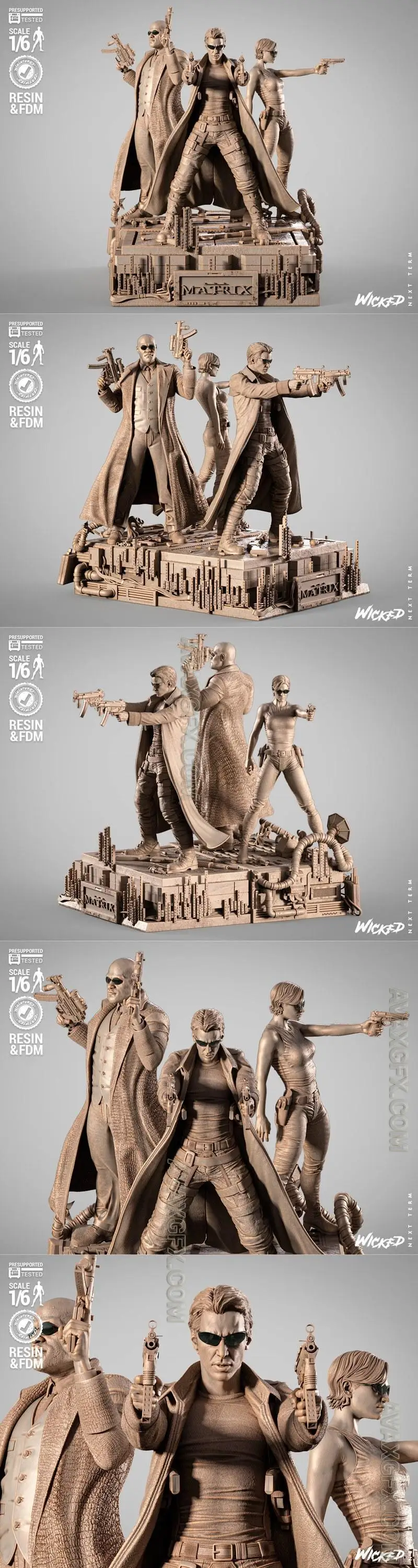 WICKED - Matrix Diorama - Neo, Trinity & Morpheus - STL 3D Model