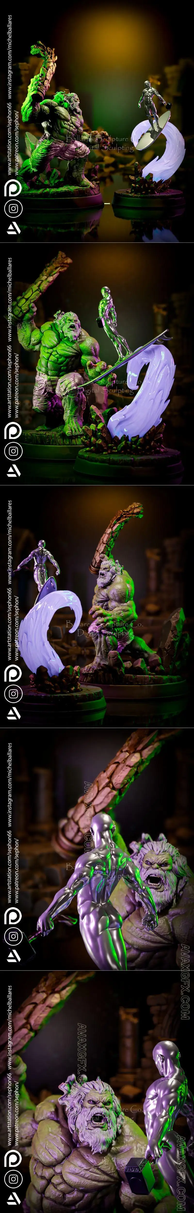 Old Hulk vs Surfer Surfer By Creative Geek MB - STL 3D Model