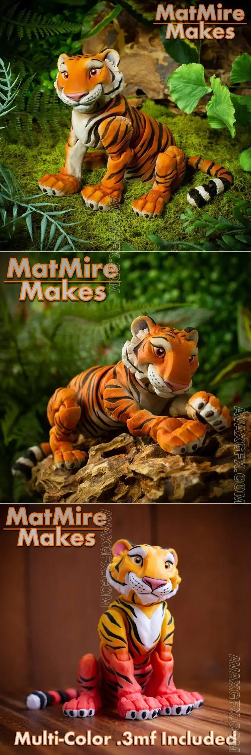 Tiger articulated figure - STL 3D Model