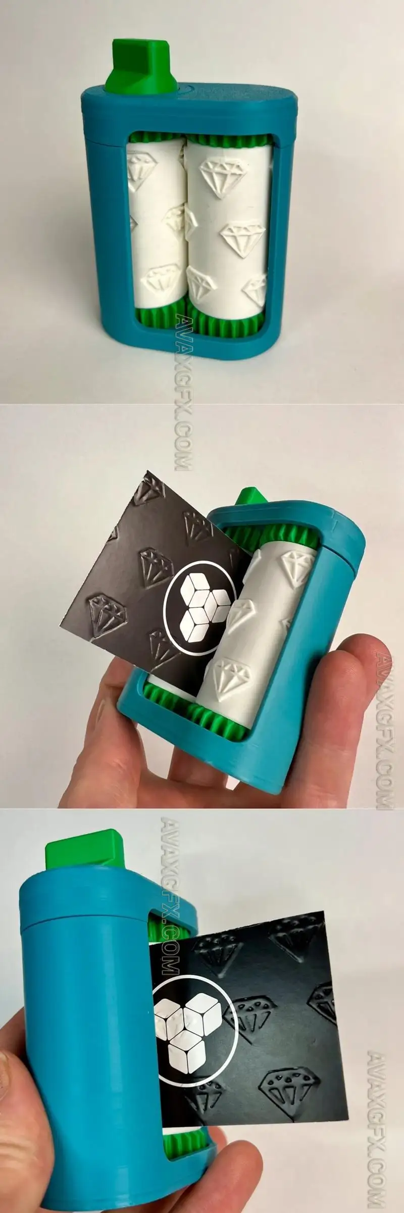 Diamond pattern - Business Card Embosser Rollers - STL 3D Model