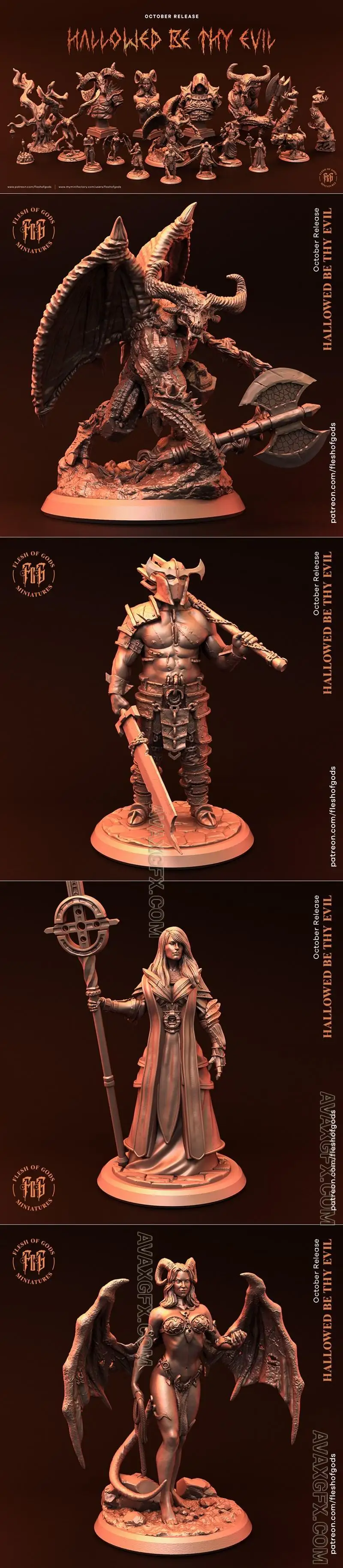 Flesh of Gods - Hallowed Be Thy Evil Full Set - STL 3D Model
