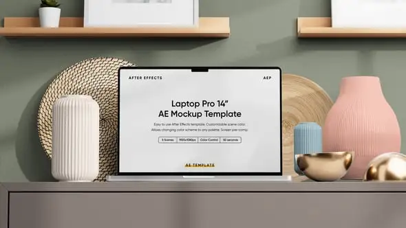 Laptop Pro Aesthetic AE Screen Mockup Template 58346104 Videohive