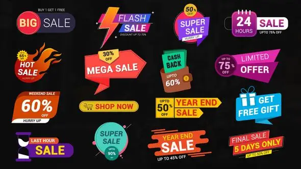 Modern Sale Labels & Badges Pack 58263411 Videohive