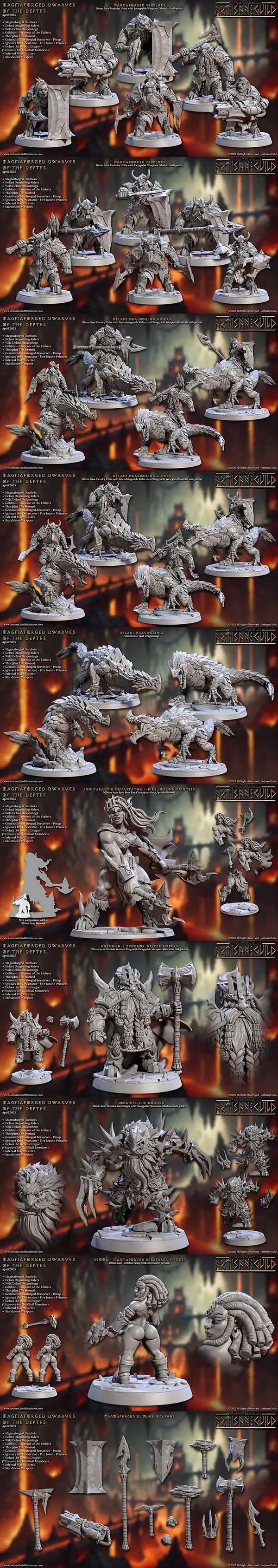Artisan Guild – Magmaforged Dwarves of the Depths (Complete Set – 72) – 3D Print