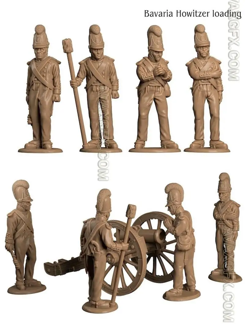 Bavarian Howitzer Foot Artillery loading - STL 3D Model