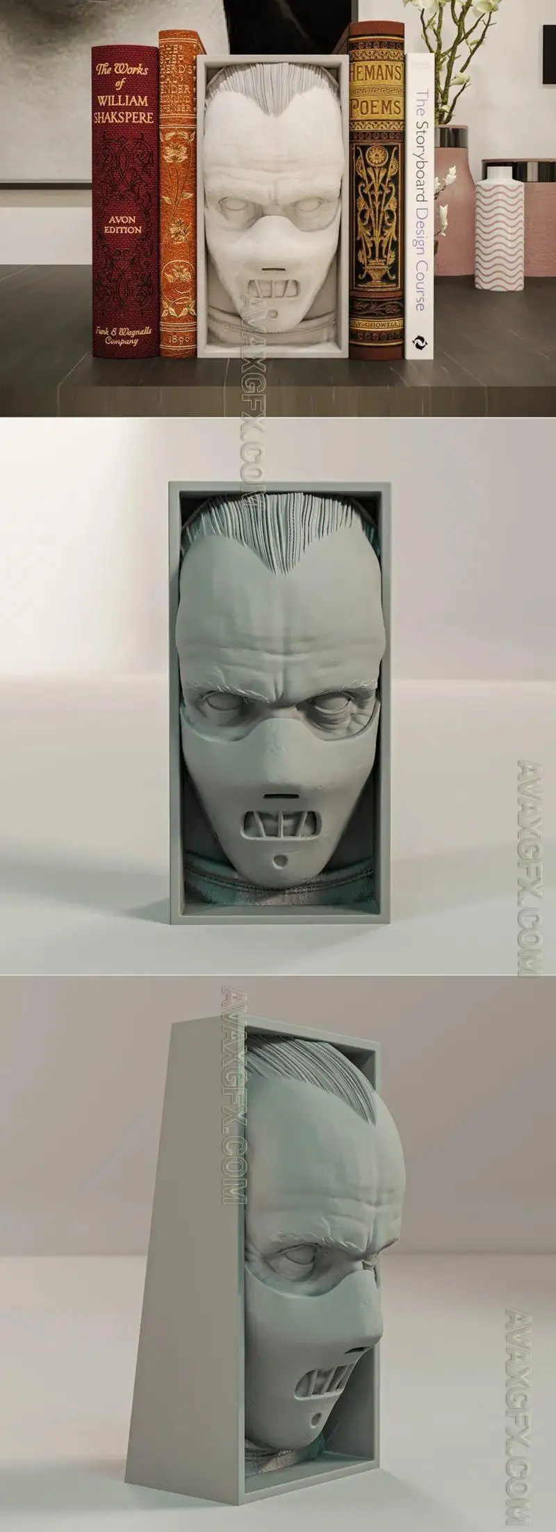 Hannibal Lecter Book Nook and Wall Mount - STL 3D Model