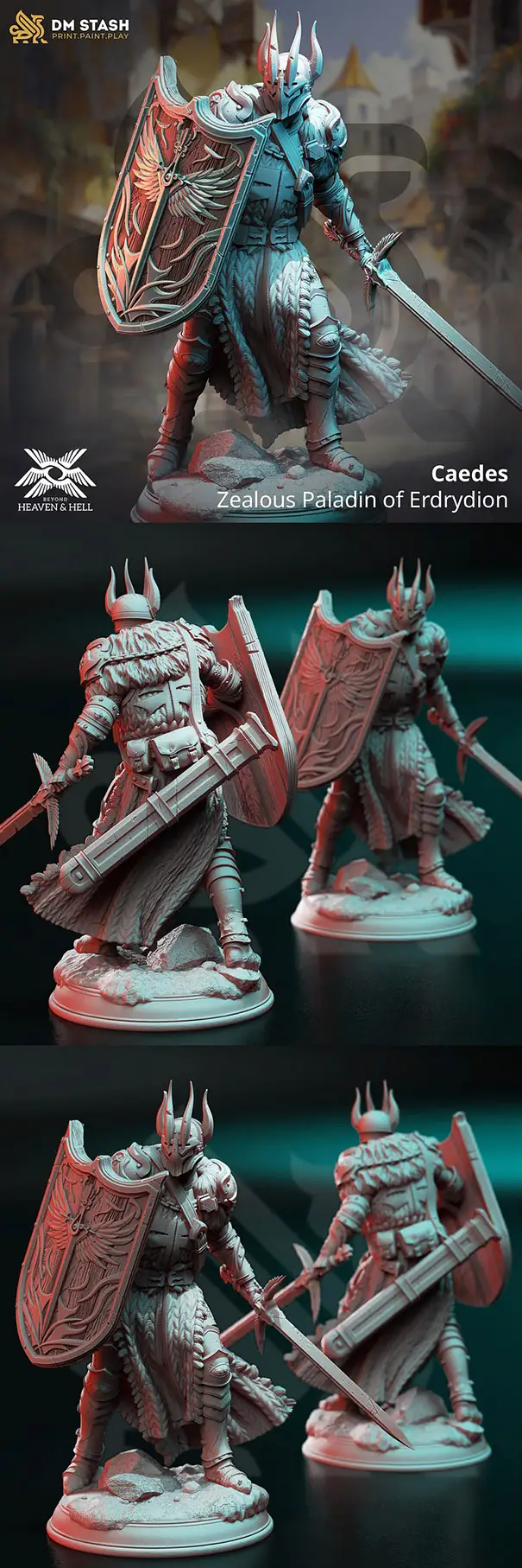 Caedes – Zealous Paladin of Erdrydion – 3D Print