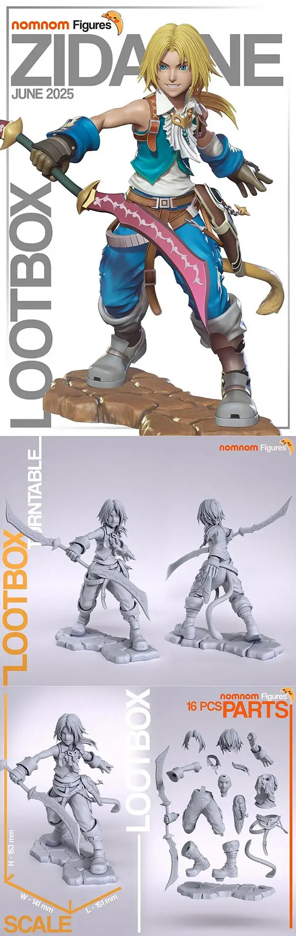 Nomnom Figures – Zidane Tribal – Final Fantasy IX – 3D Print
